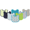 Boys Terry Bibs Set, Azure Geo Patterns