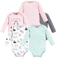 Girls Long Sleeve Bodysuits 5-Pack, Pink Polar Pals