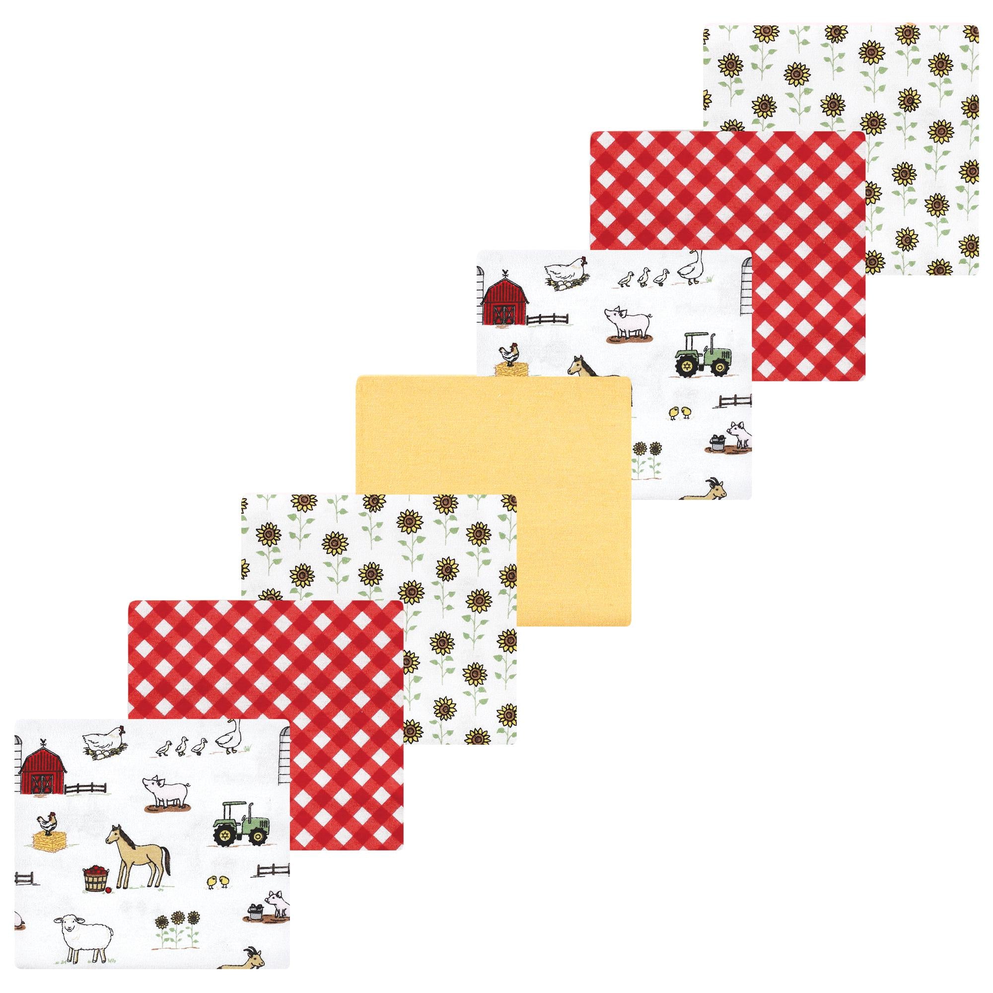 Girls Flannel Receiving Blankets Bundle, Barnyard Rose