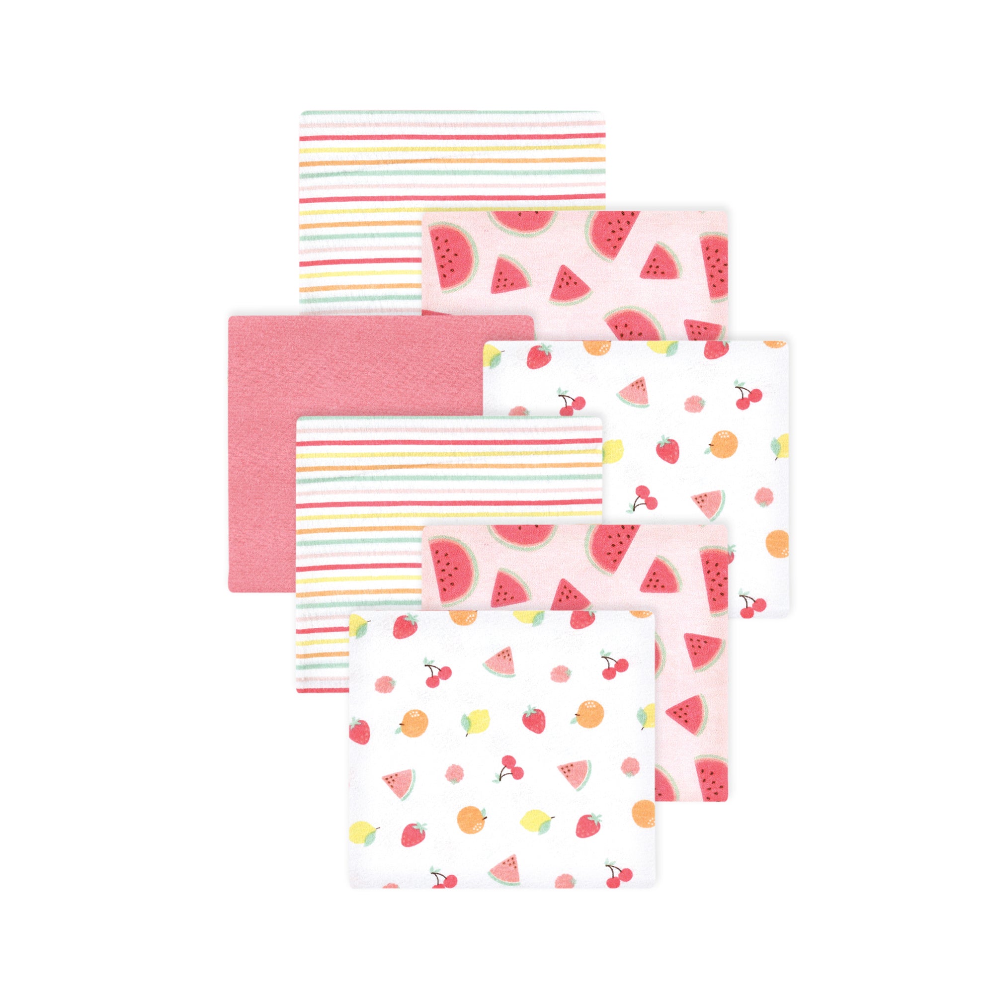 Girls Flannel Receiving Blankets Bundle, Sweet Fruit Medley