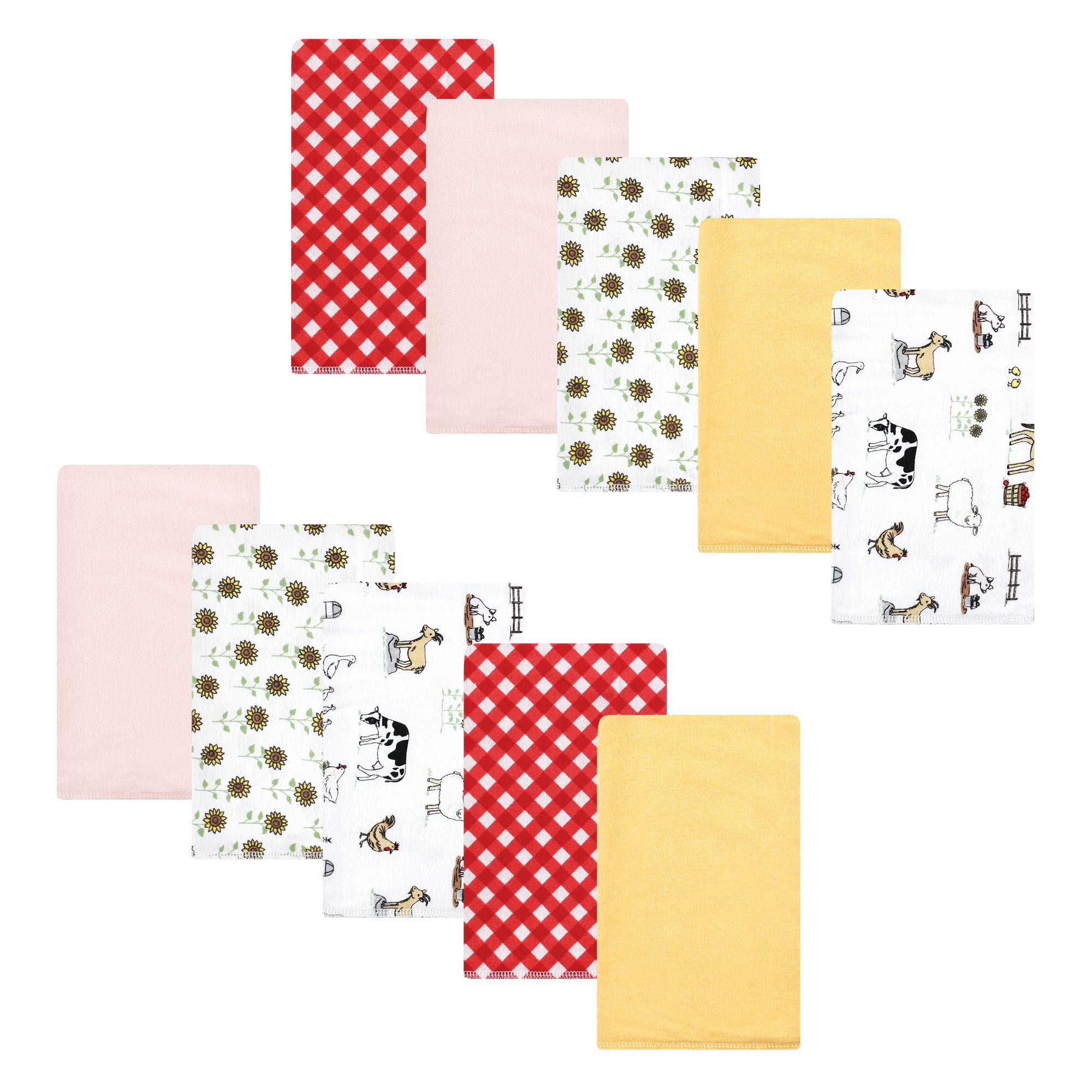 Girls Flannel Burp Cloth Bundle, Barnyard Rose
