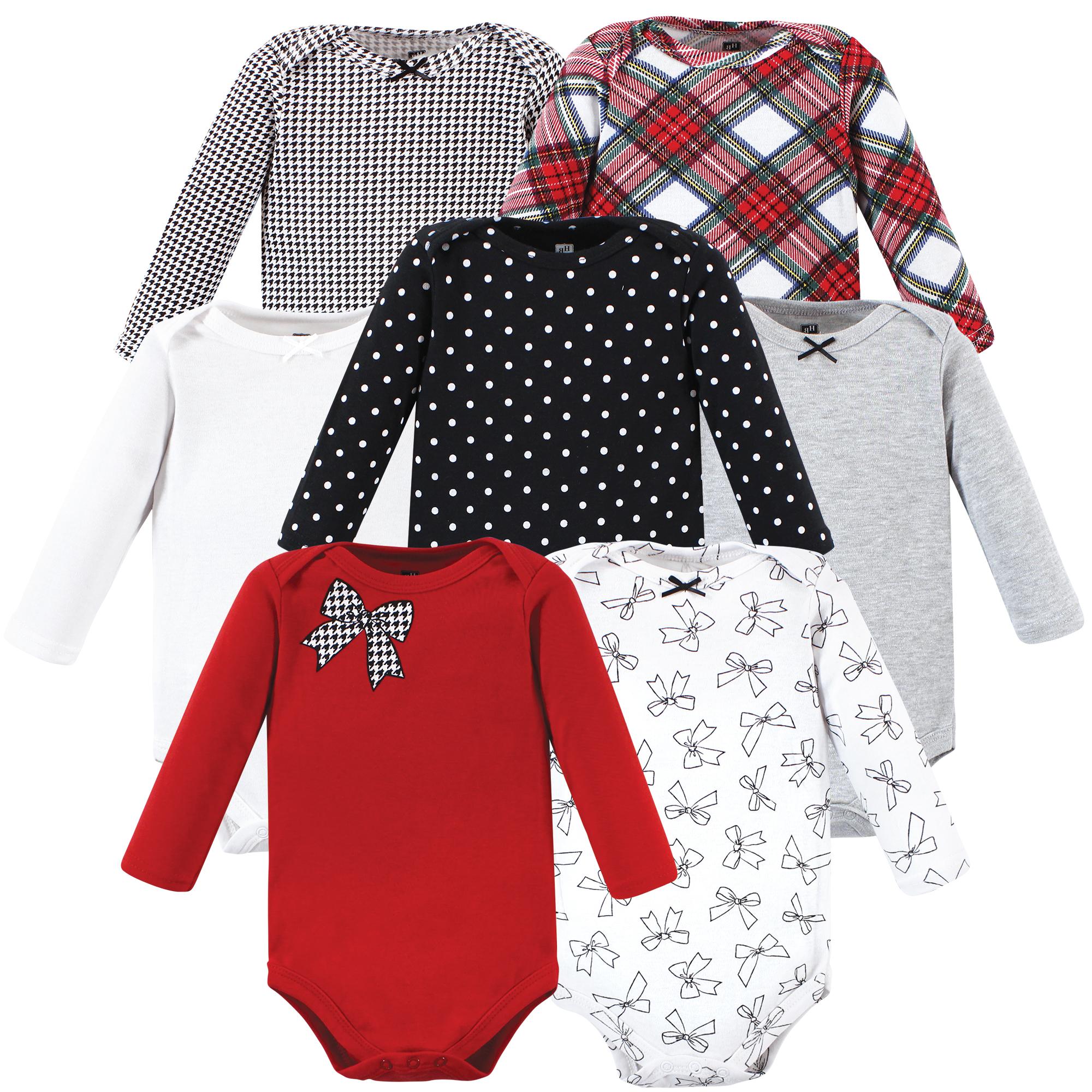 Girls Long Sleeve Bodysuits 7-Pack, Frosted Holiday Knots