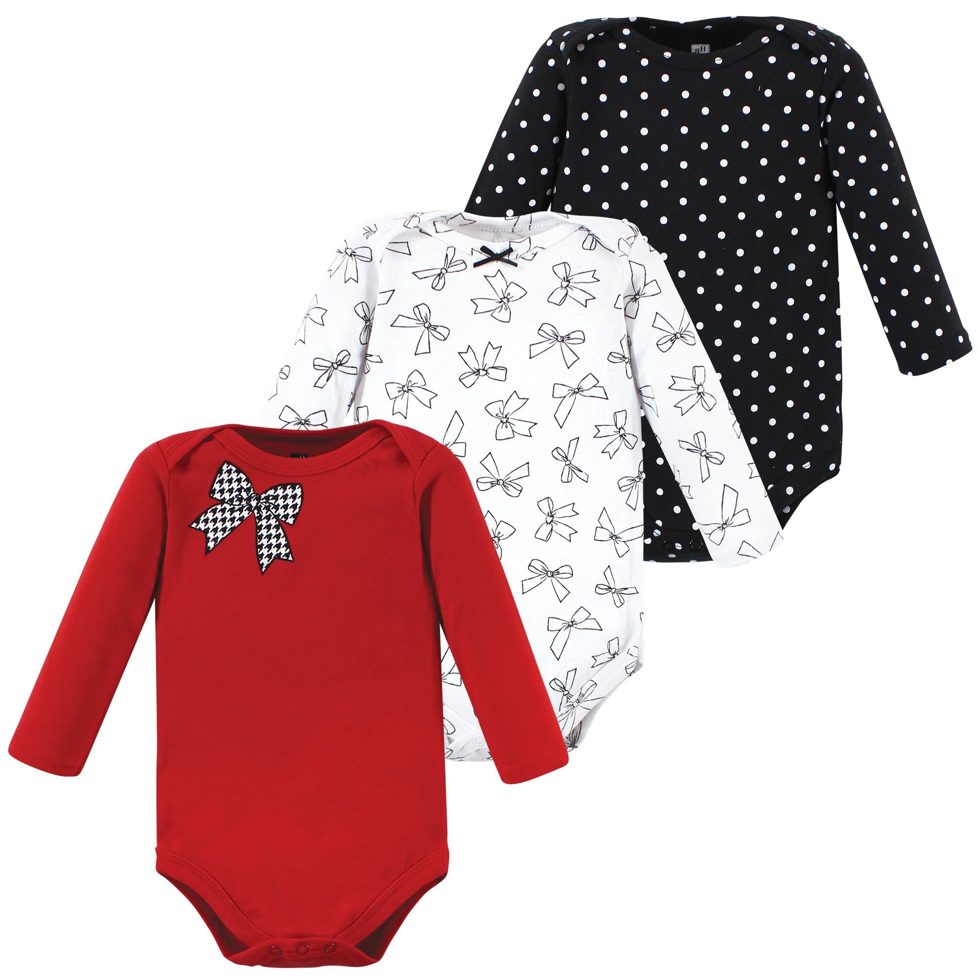 Girls Long Sleeve Bodysuits 3-Pack, Frosted Holiday Knots