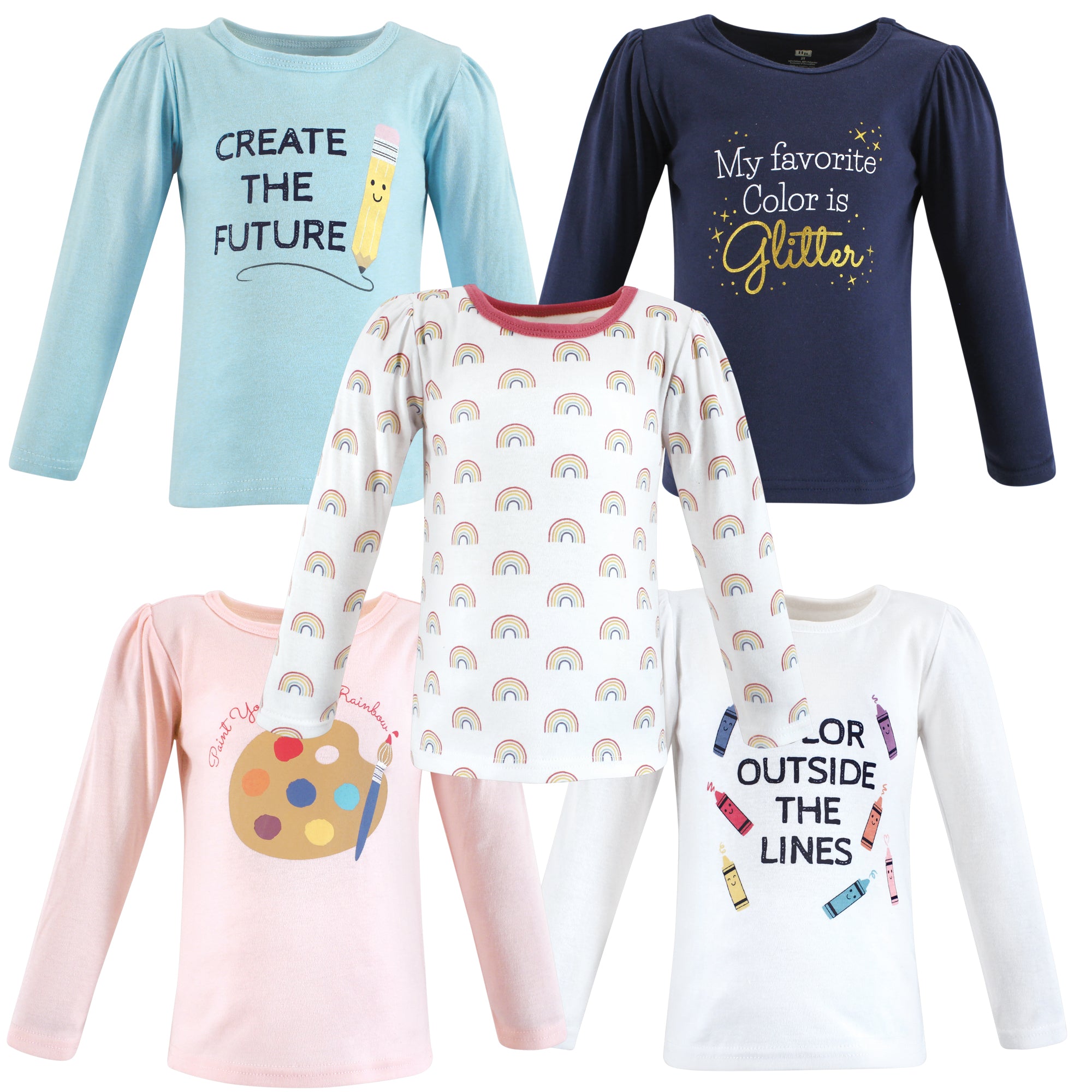 Girls Long Sleeve T-Shirt, Artistic Palette