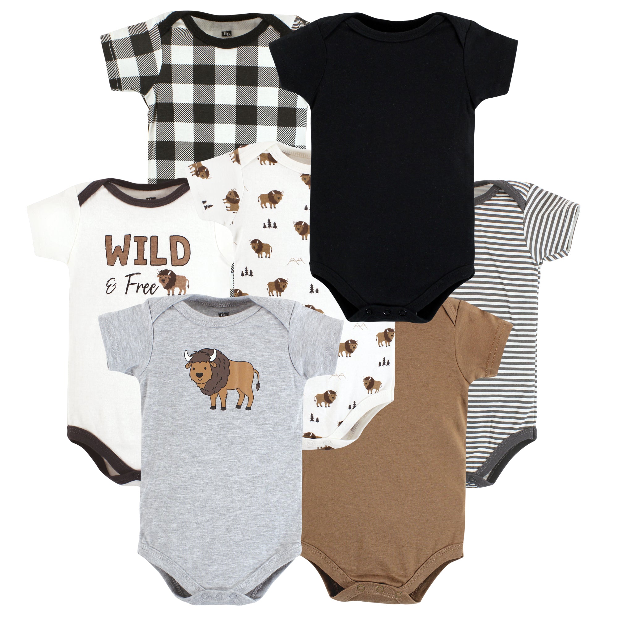 Unisex Essentials Bodysuits 7-Pack, Rugged Bison