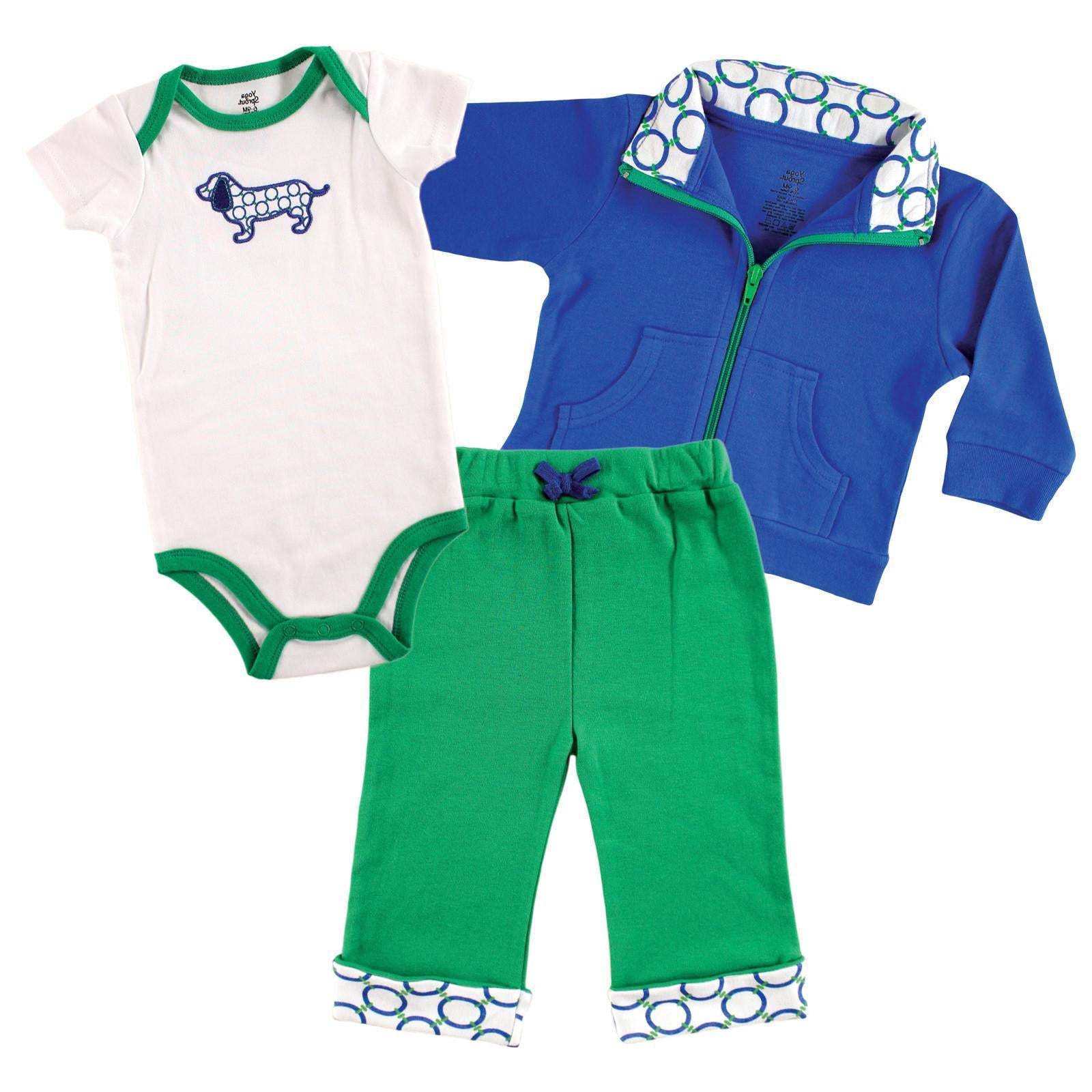 Boys Hoodie, Bodysuit or Top Set, Playful Puppy