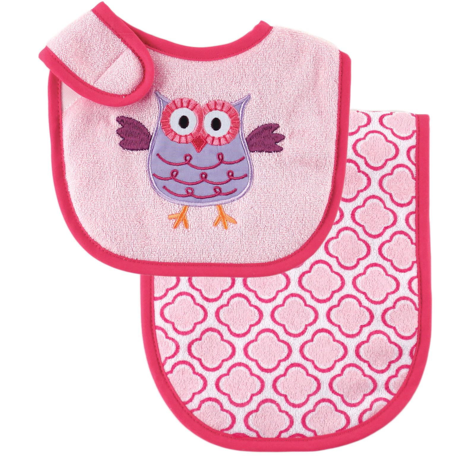 Girls Bib and Burp Cloth Bundle, Blossom Pink
