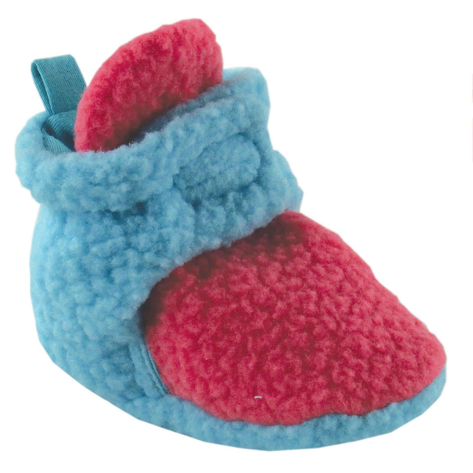 Girls Fleece Booties, Berry Seafoam