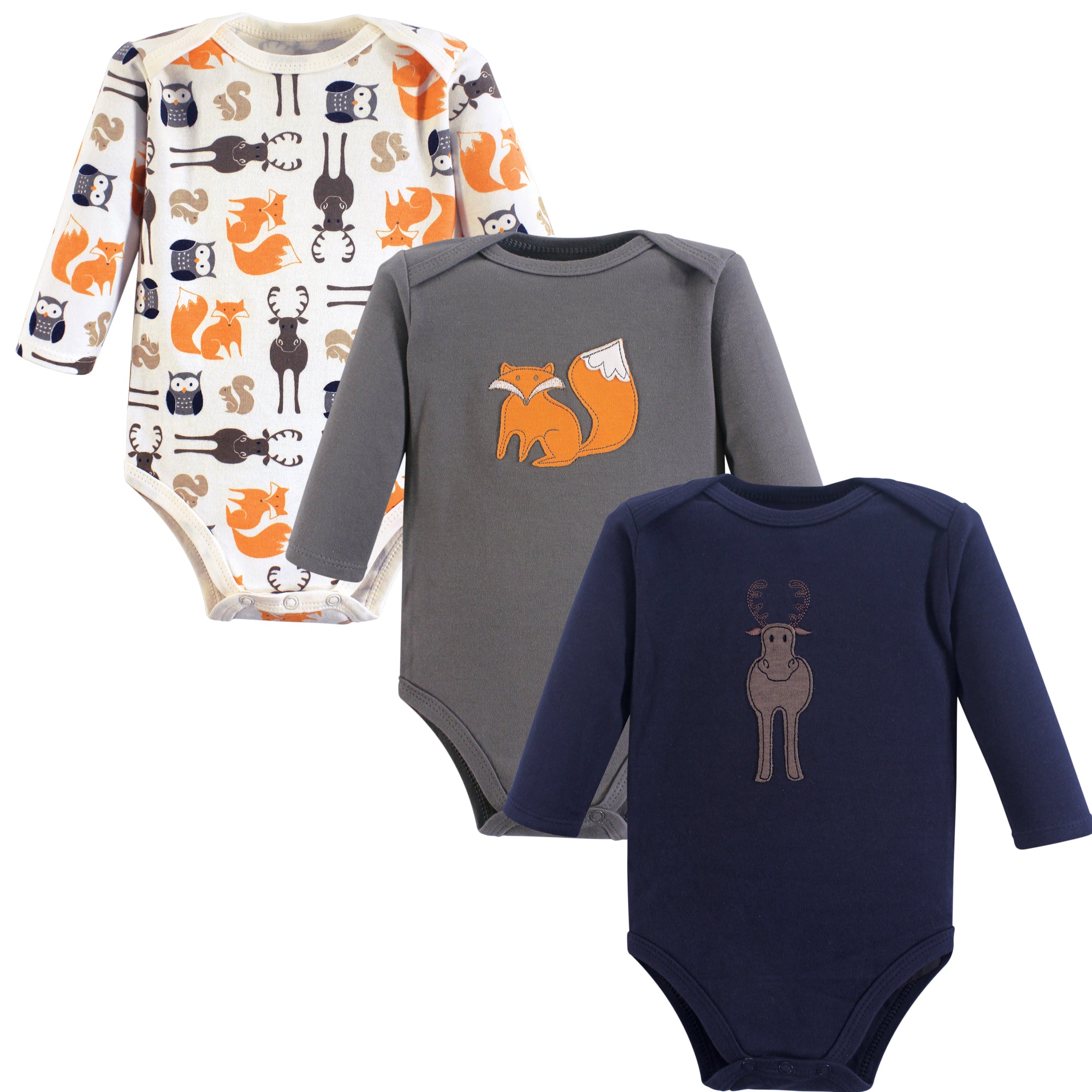 Boys Long Sleeve Bodysuits 3-Pack, Evergreen Woods