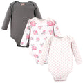 Girls Long Sleeve Bodysuits 3-Pack, Petal Pink and Smoke Blossom