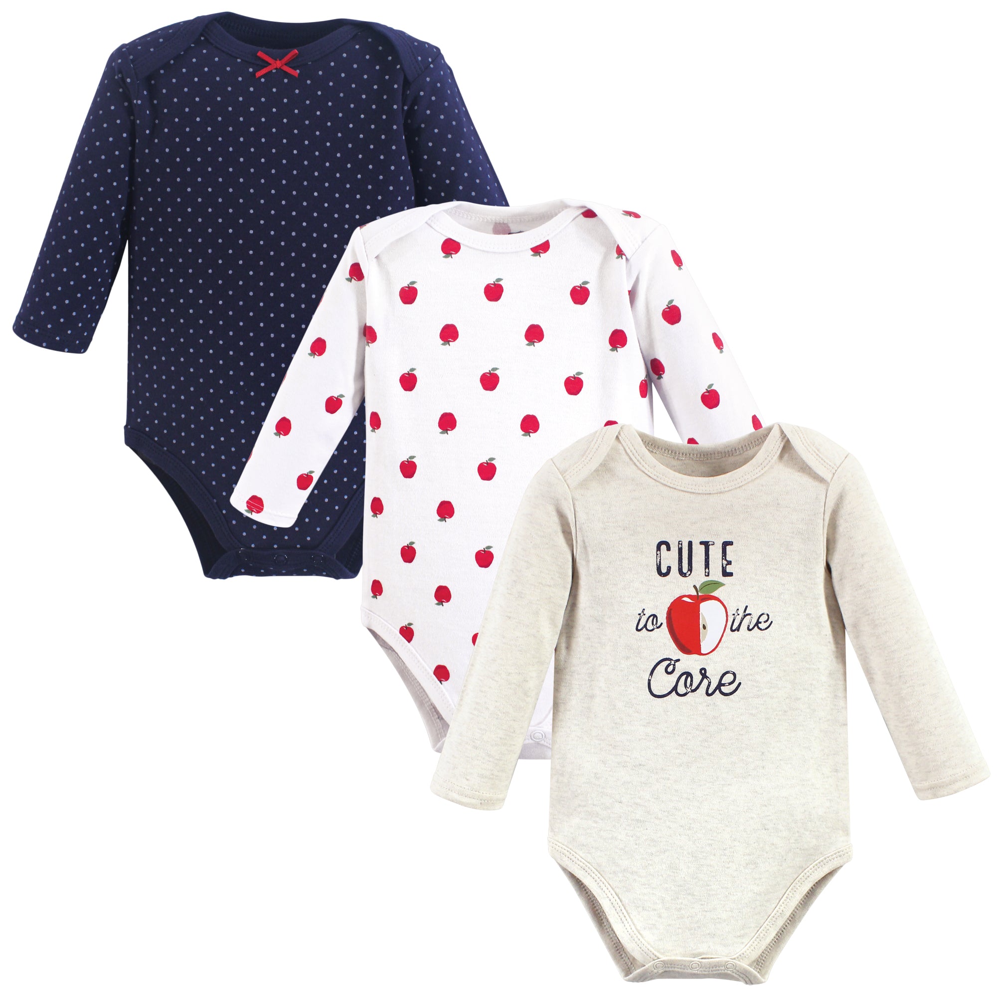 Girls Long Sleeve Bodysuits 3-Pack, Ruby Orchard