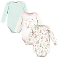 Girls Long Sleeve Bodysuits 3-Pack, Mystic Pink Woodland