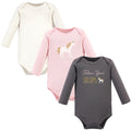 Girls Long Sleeve Bodysuits 3-Pack, Glimmering Sun Unicorn