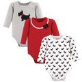 Girls Long Sleeve Bodysuits 3-Pack, Little Scottie Print
