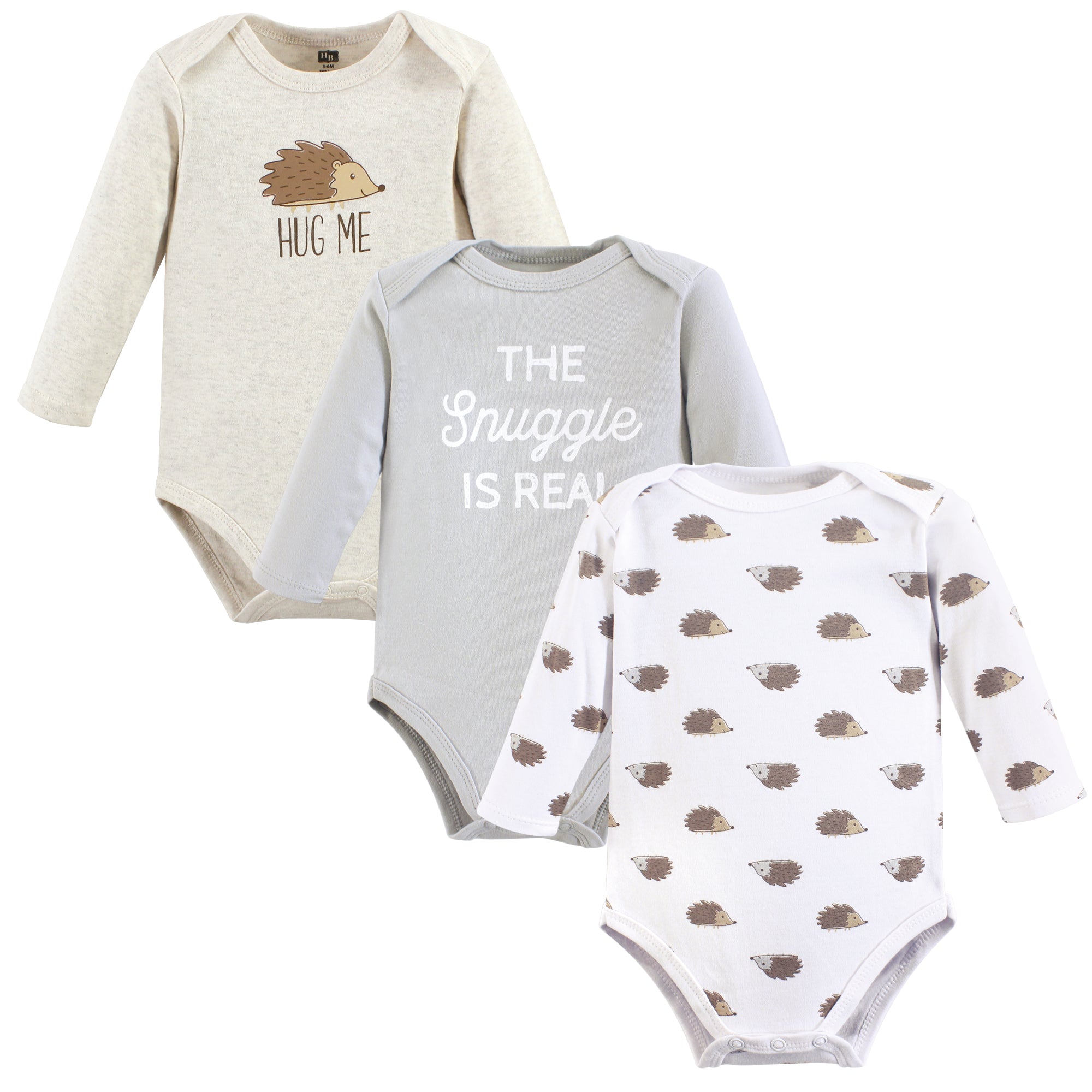 Unisex Long Sleeve Bodysuits 3-Pack, Spiky Forest Pal