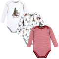 Unisex Long Sleeve Bodysuits 3-Pack, Holiday Evergreen