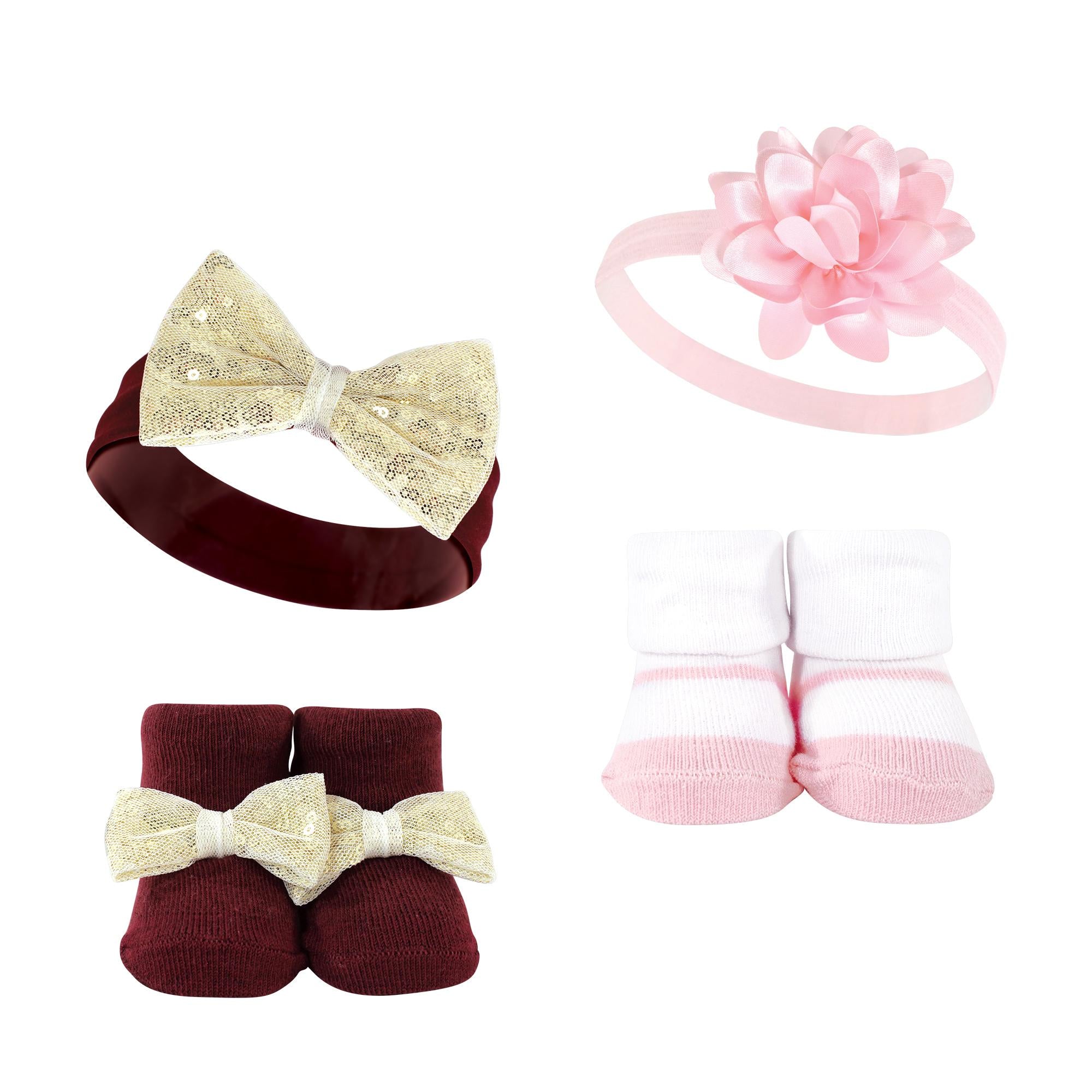 Girls Matching Socks and Hair Accessory Set, Floral Petal