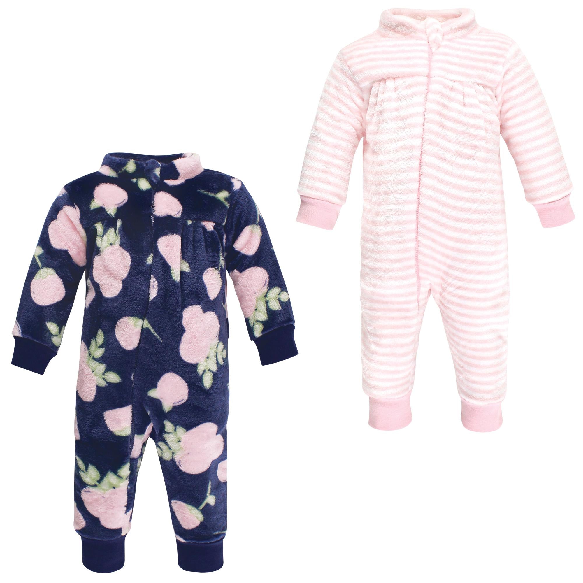 Girls Cozy Soft Plush Jumpsuits, Deep Sea Petal