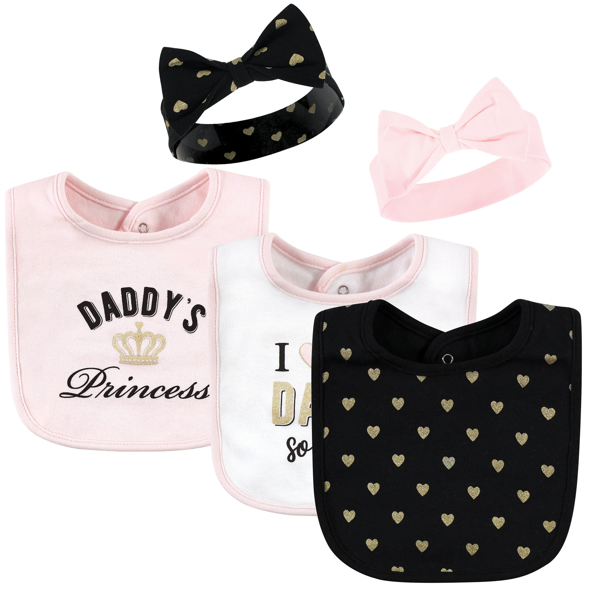 Girls Bib and Head Accessory Bundle, Sweet Royal Pink