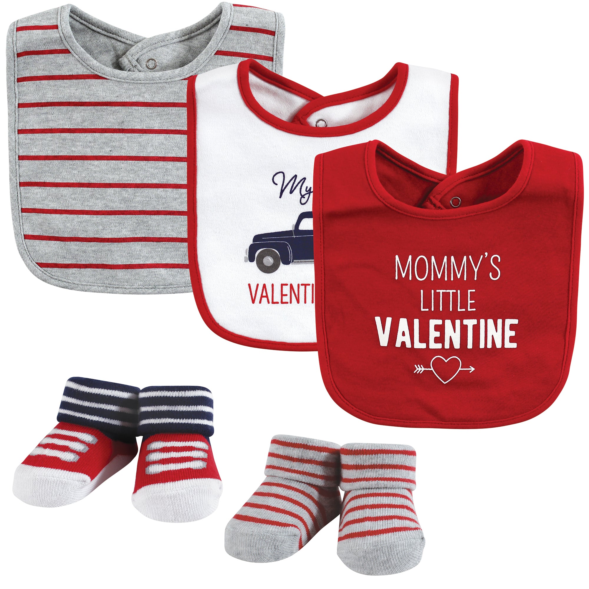 Boys Matching Bib and Socks Feeding Set, Sweetheart Pickup