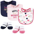 Girls Matching Bib and Socks Feeding Set, Rose Celebration Print