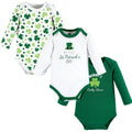 Boys Long Sleeve Bodysuits 3-Pack, Emerald Clover