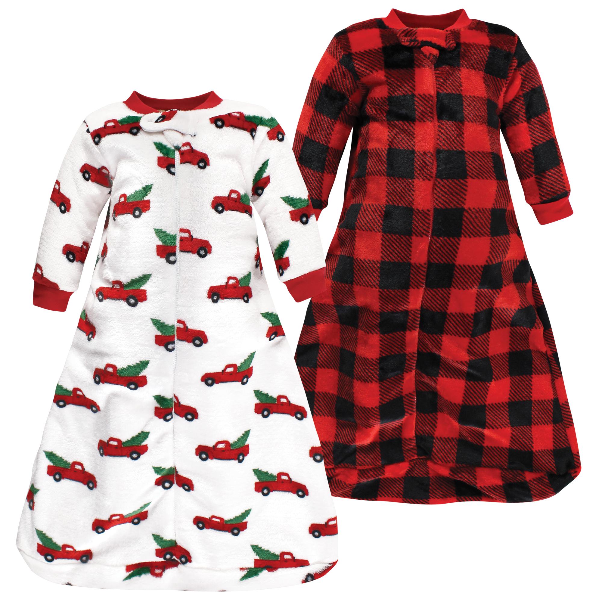 Unisex Plush Long Sleeve Sleep Sack, Holiday Pine Truck