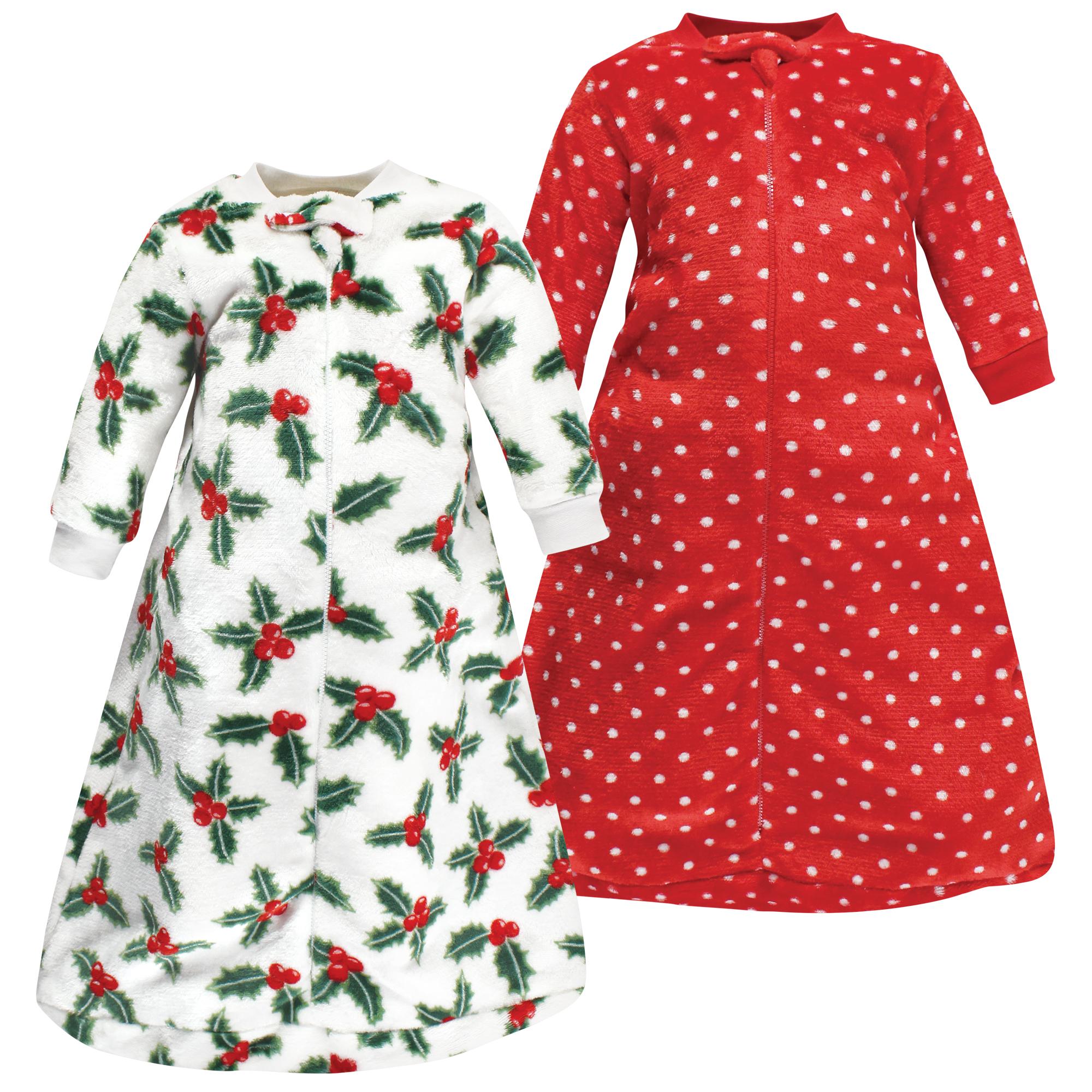 Girls Plush Long Sleeve Sleep Sack, Crimson Berry