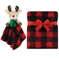 Unisex Plush Blanket with Lovey, Festive Reindeer