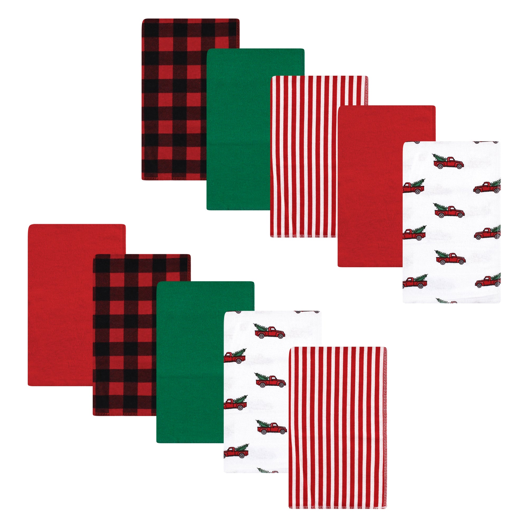 Boys Flannel Burp Cloth Bundle, Holiday Pine Truck