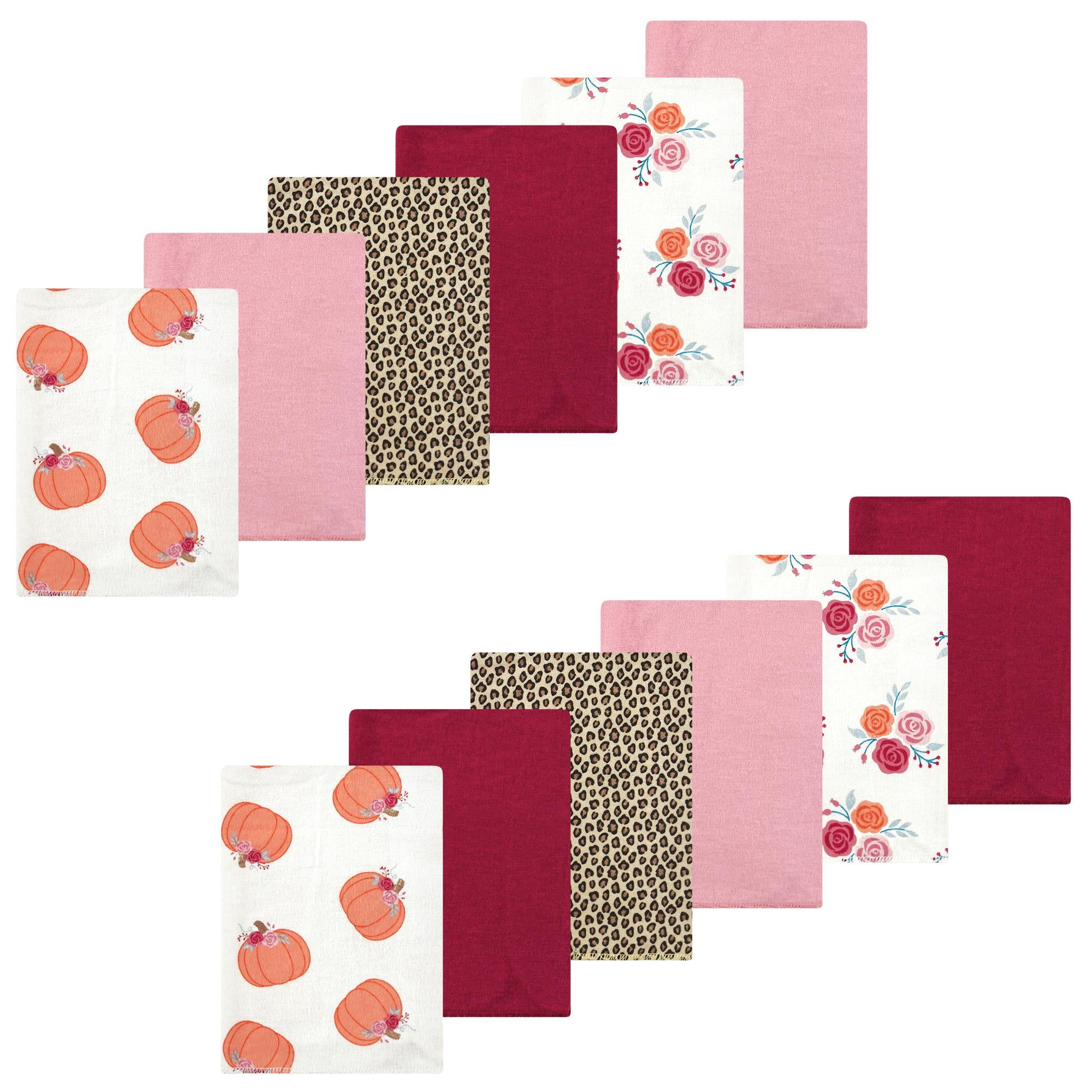 Girls Flannel Burp Cloth Bundle, Sweet Autumn Gourd