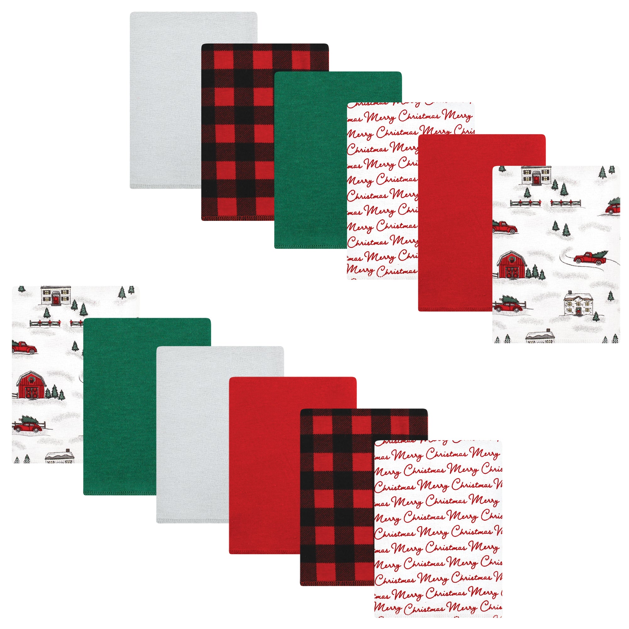 Unisex Flannel Burp Cloth Bundle, Winter Wonderland