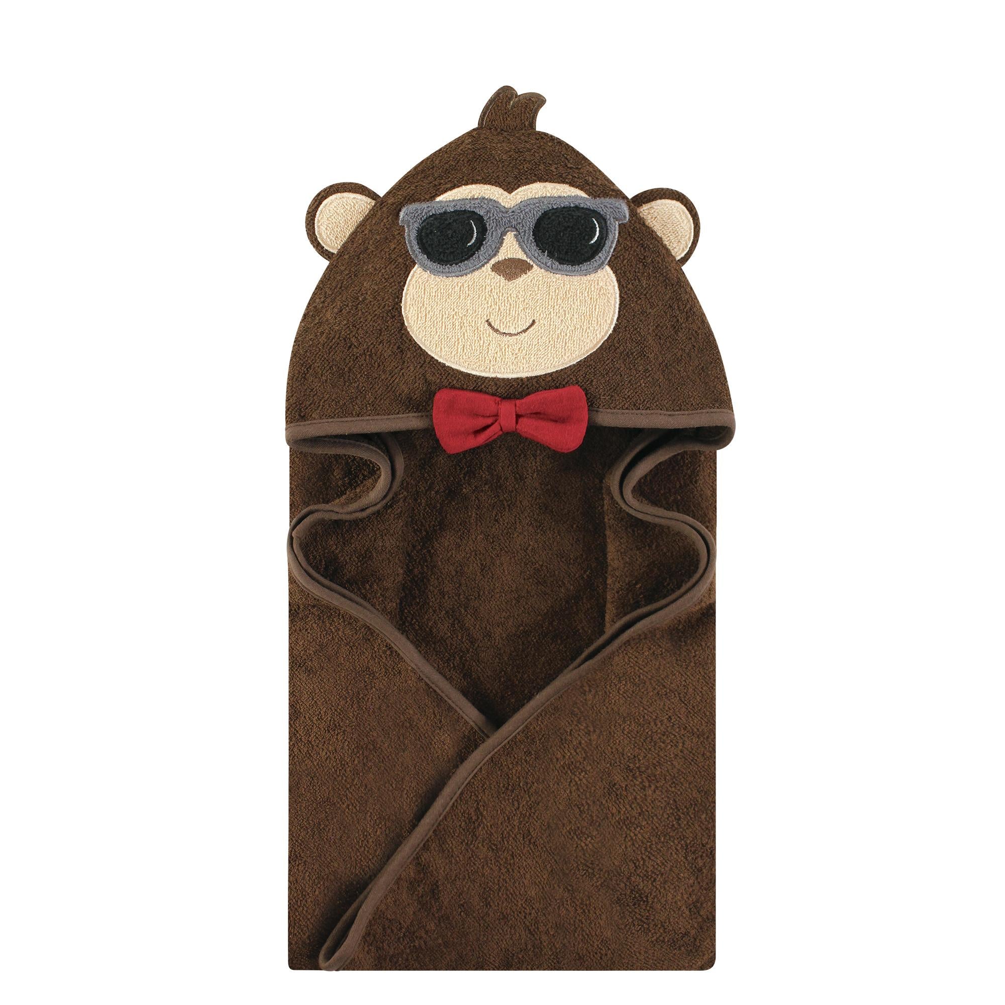Boys Animal Face Hooded Bath Towel, Stylish Chimp