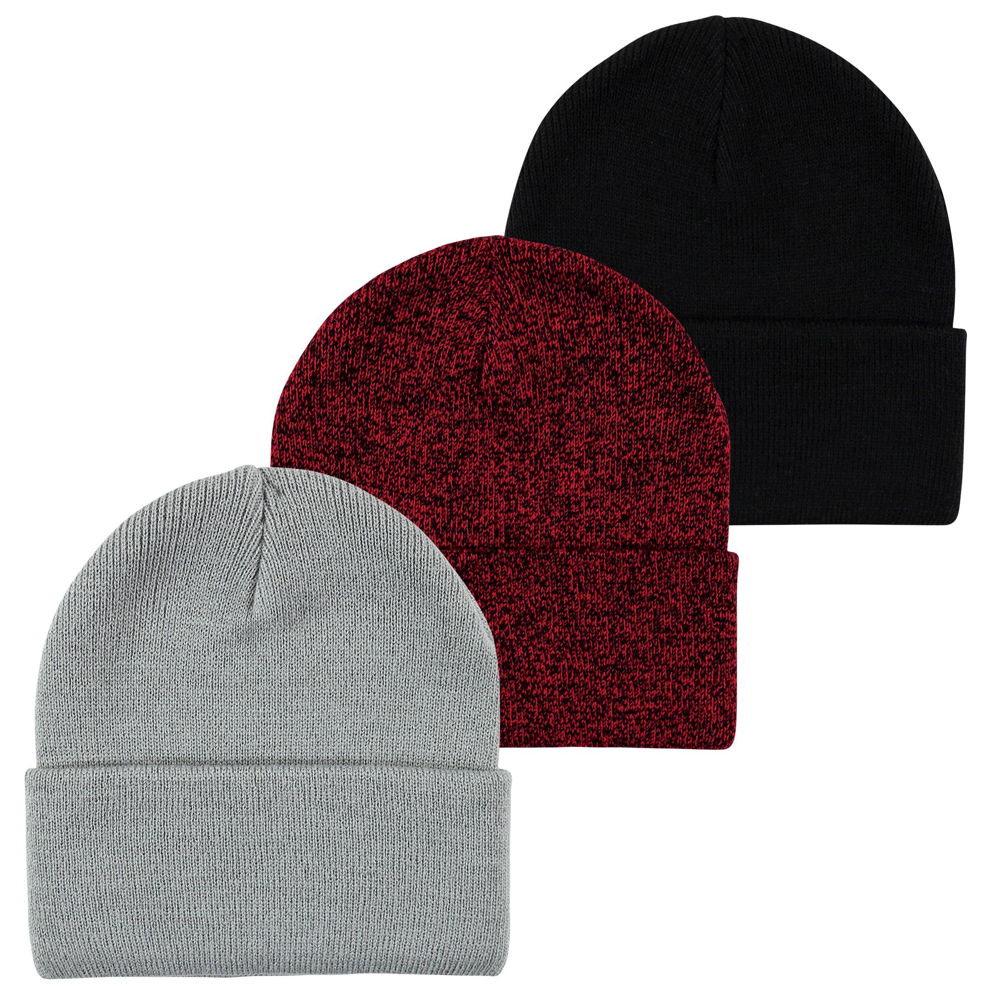 Unisex Knit Caps and Beanies, Crimson Charcoal Marl