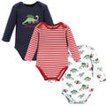 Unisex Long Sleeve Bodysuits 3-Pack, Jolly Jurassic