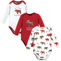 Unisex Long Sleeve Bodysuits 3-Pack, Holiday Forest Elk