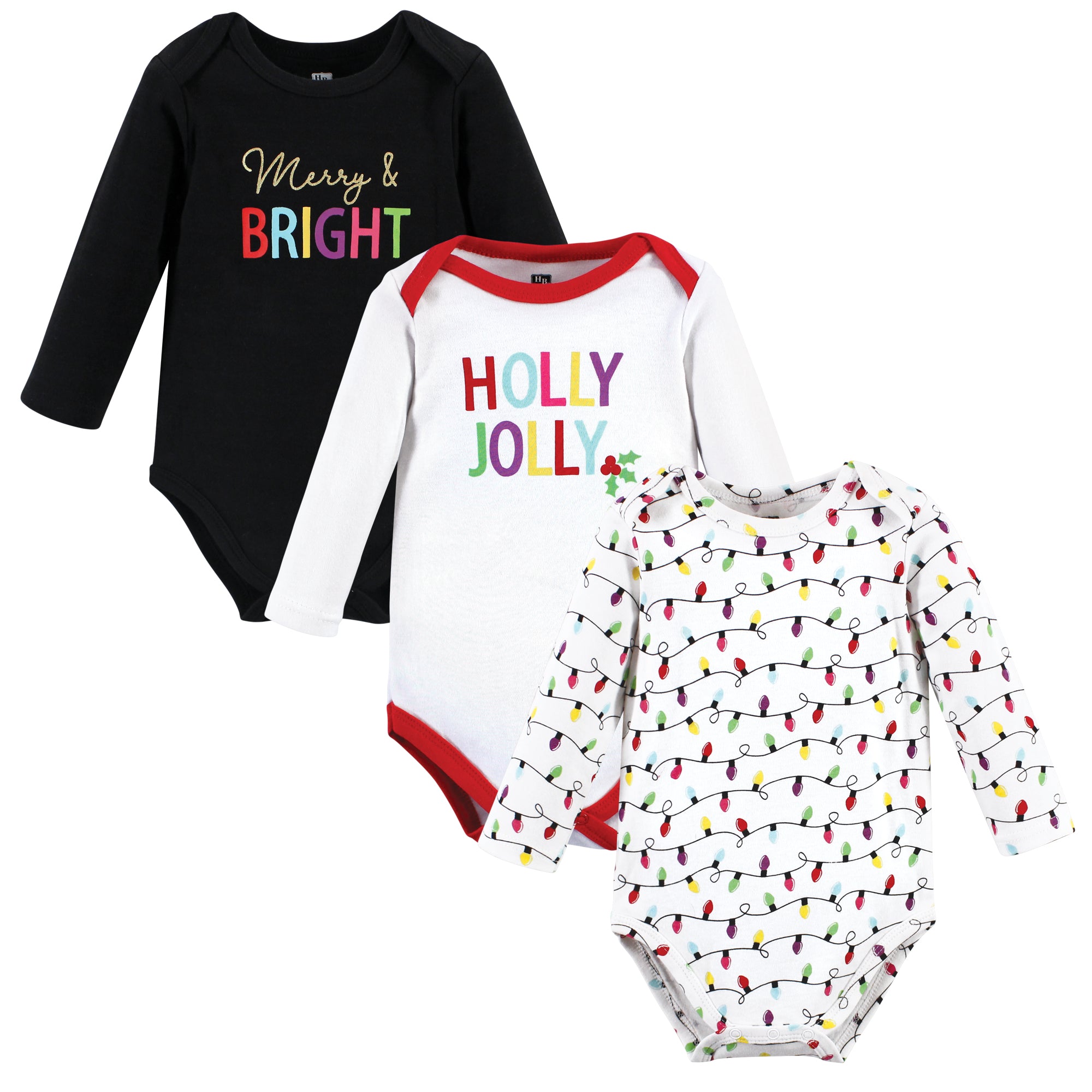 Girls Long Sleeve Bodysuits 3-Pack, Holiday Radiance