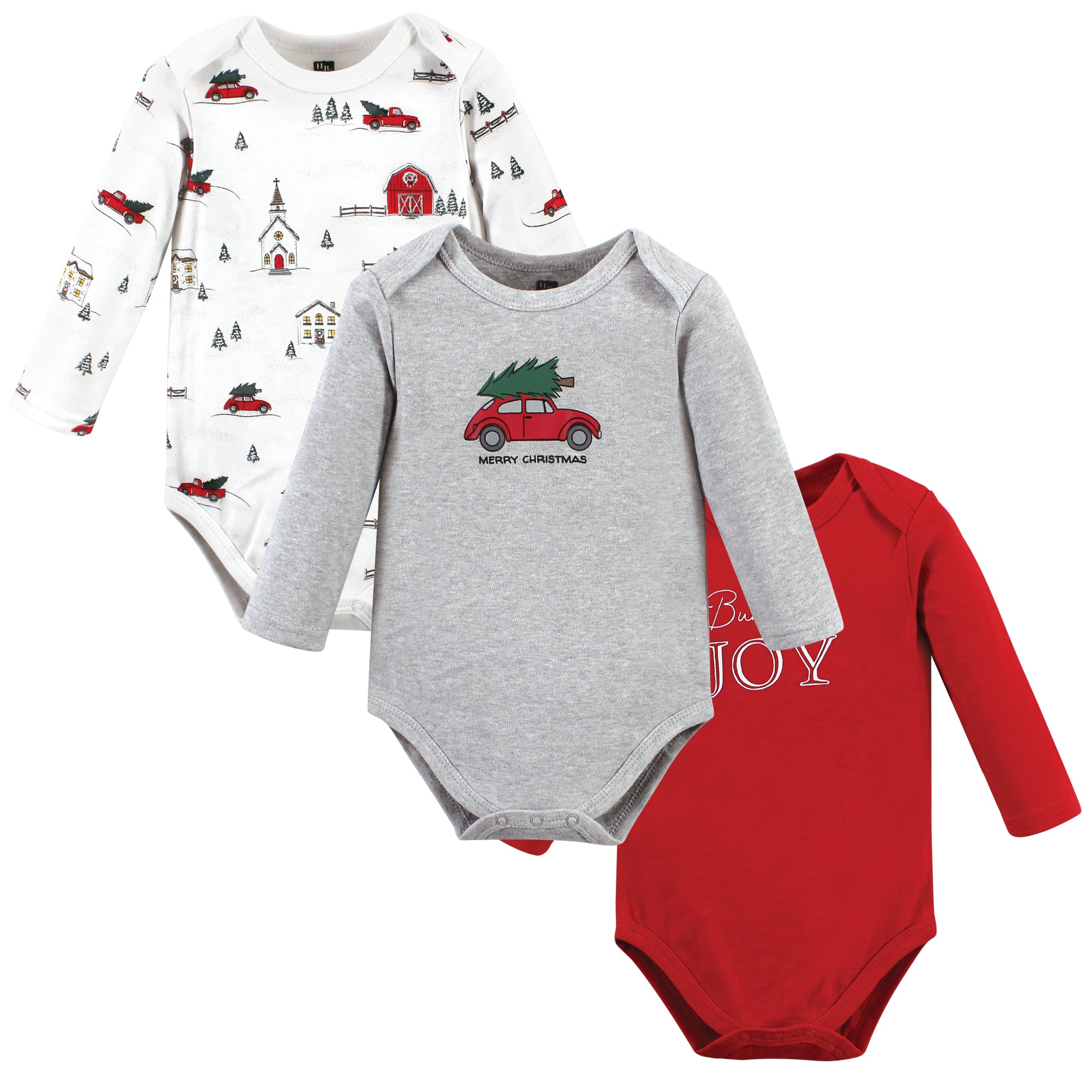 Unisex Long Sleeve Bodysuits 3-Pack, Winter Wonderland