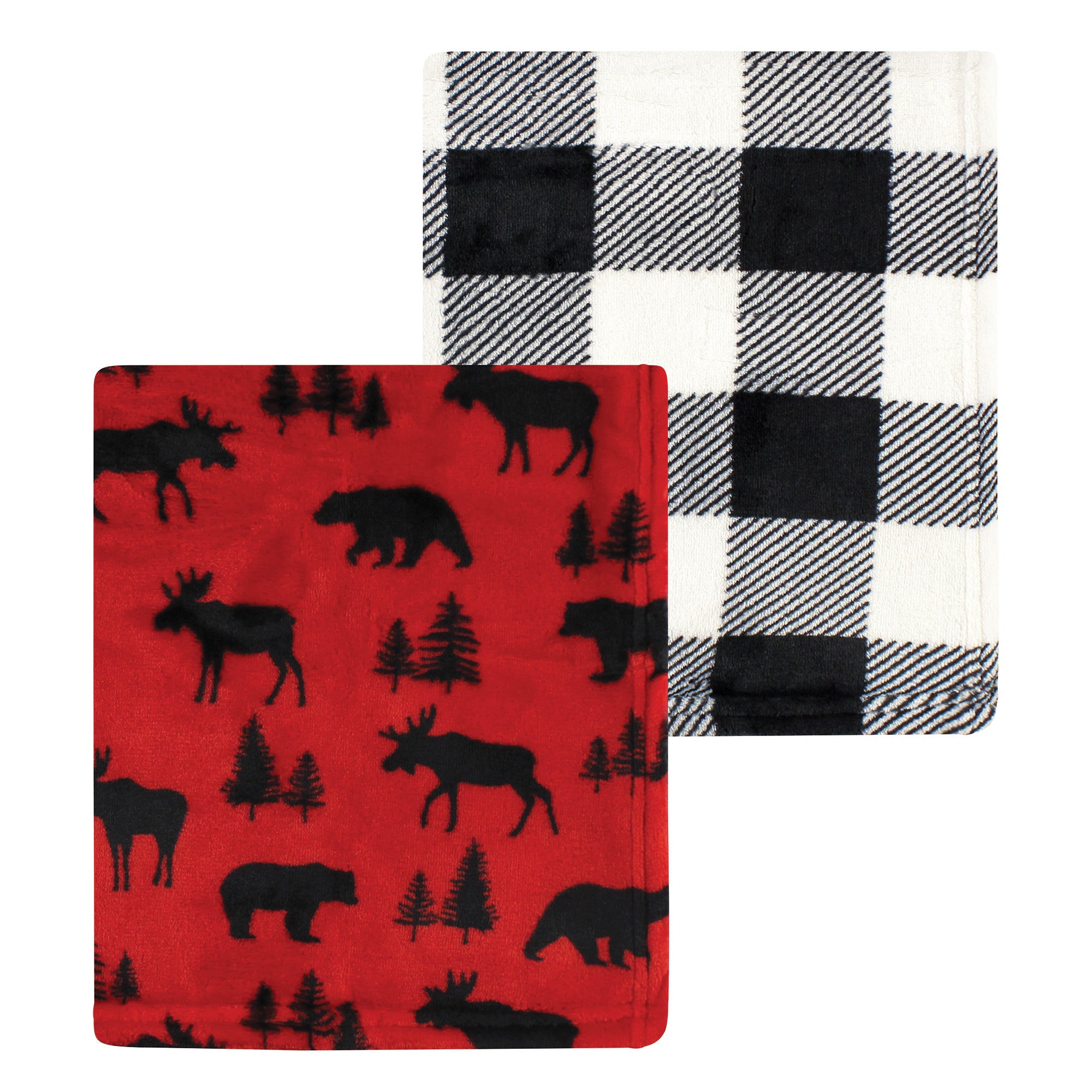 Unisex Plush Coral Fleece Blanket, Crimson Woodland Pals