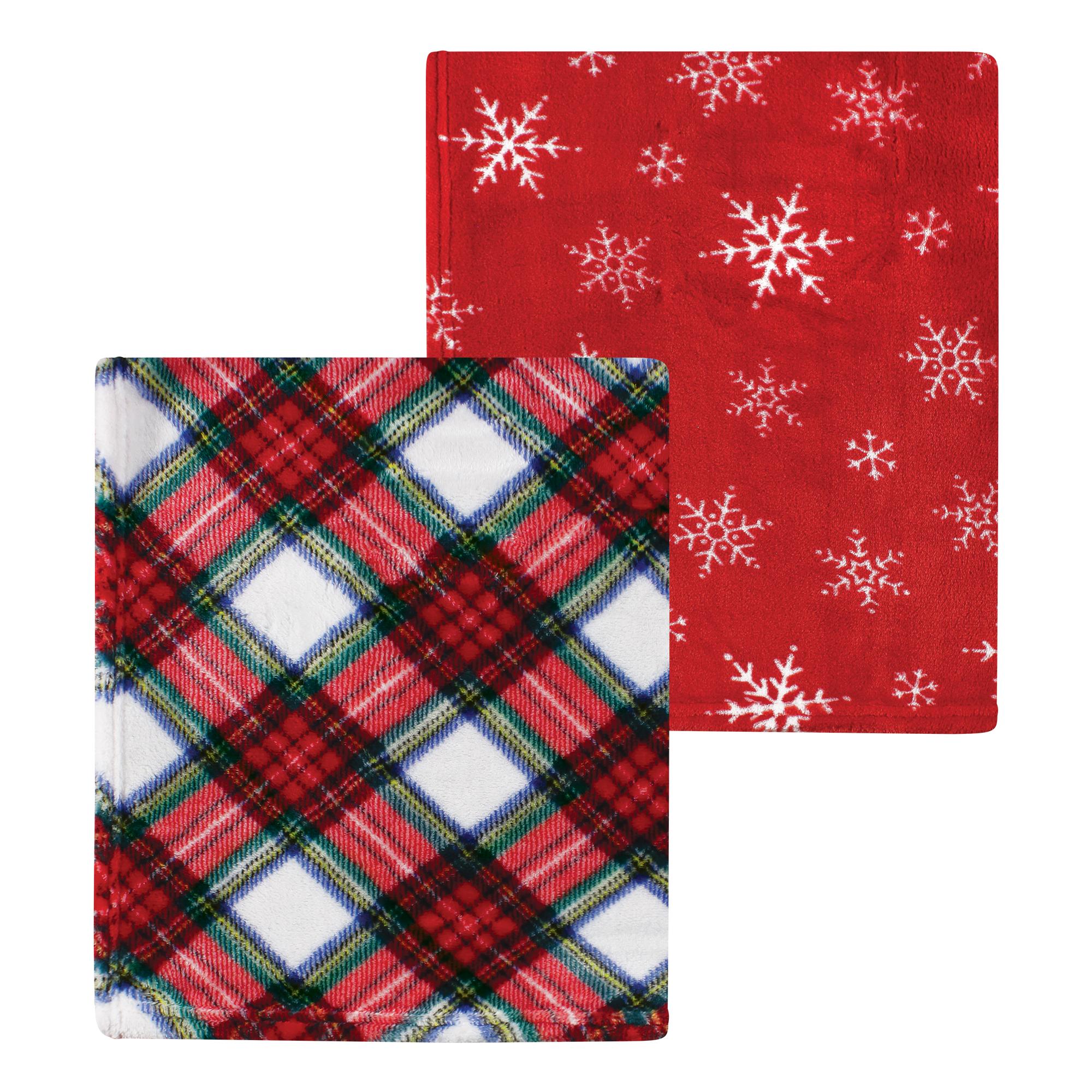 Unisex Plush Coral Fleece Blanket, Snowy Highland Plaid