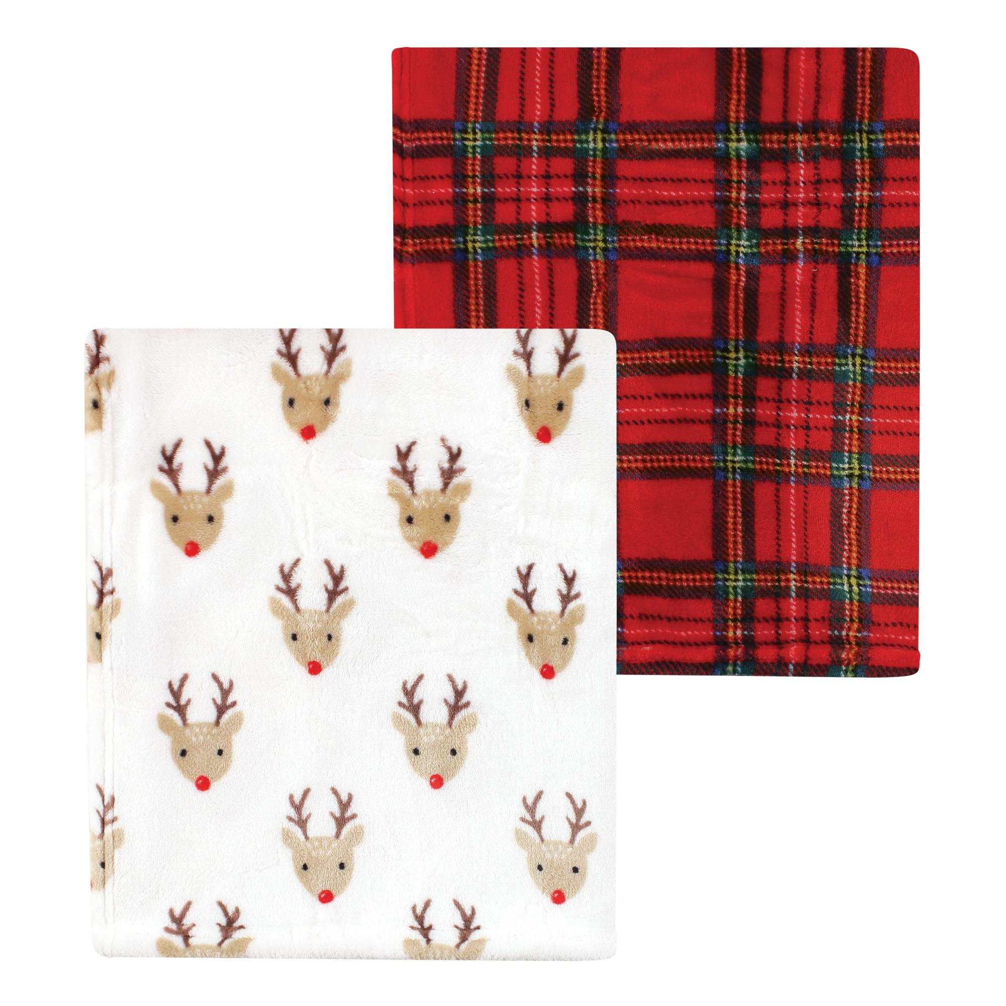 Unisex Plush Coral Fleece Blanket, Festive Reindeer