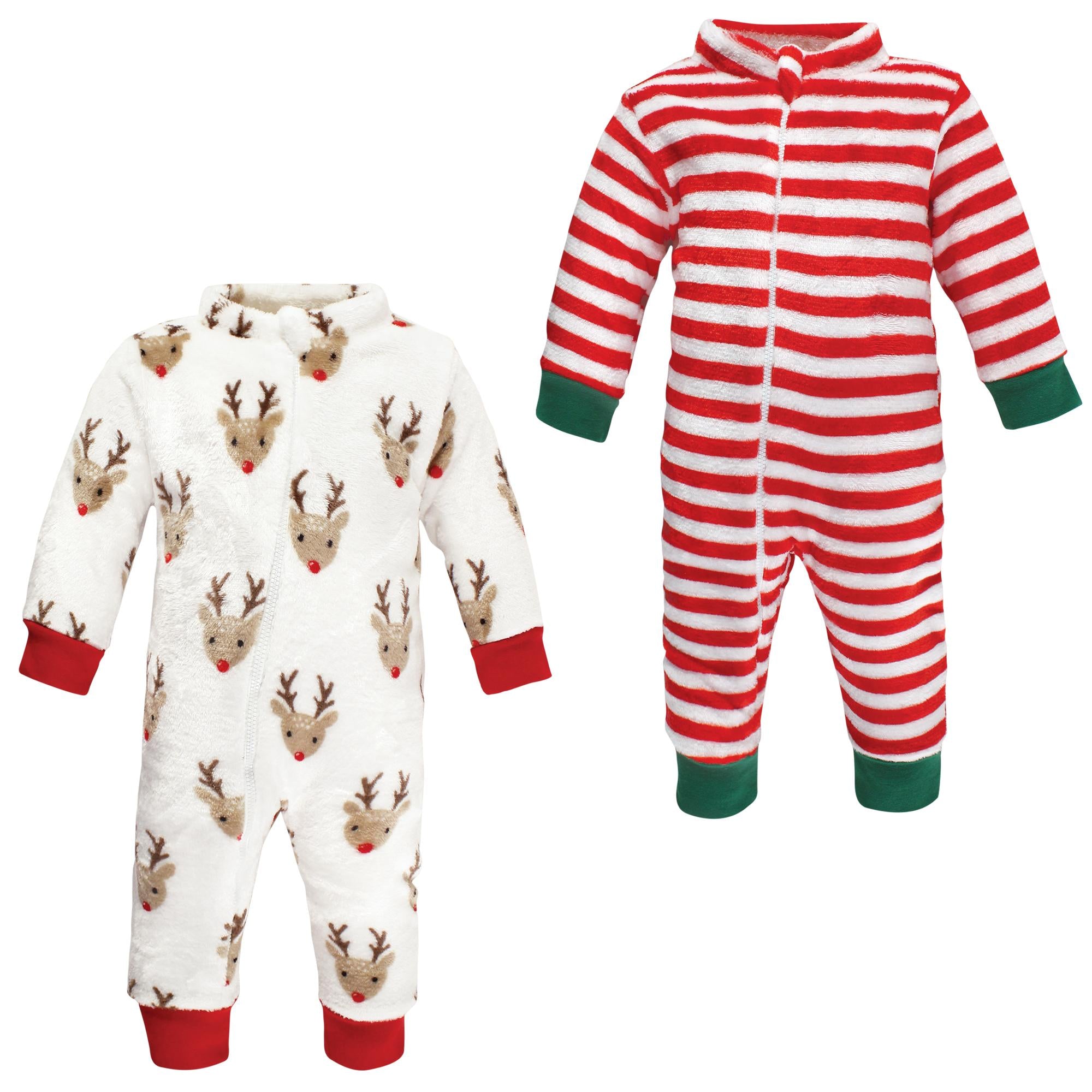 Unisex Cozy Soft Plush Jumpsuits, Festive Reindeer