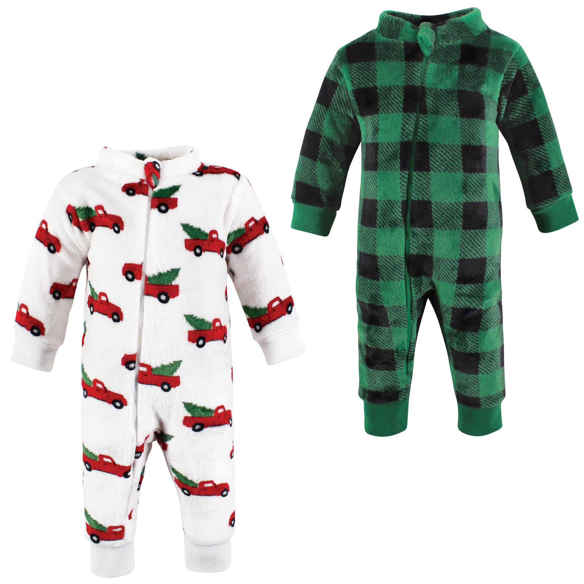 Unisex Cozy Soft Plush Jumpsuits, Holiday Pine Truck