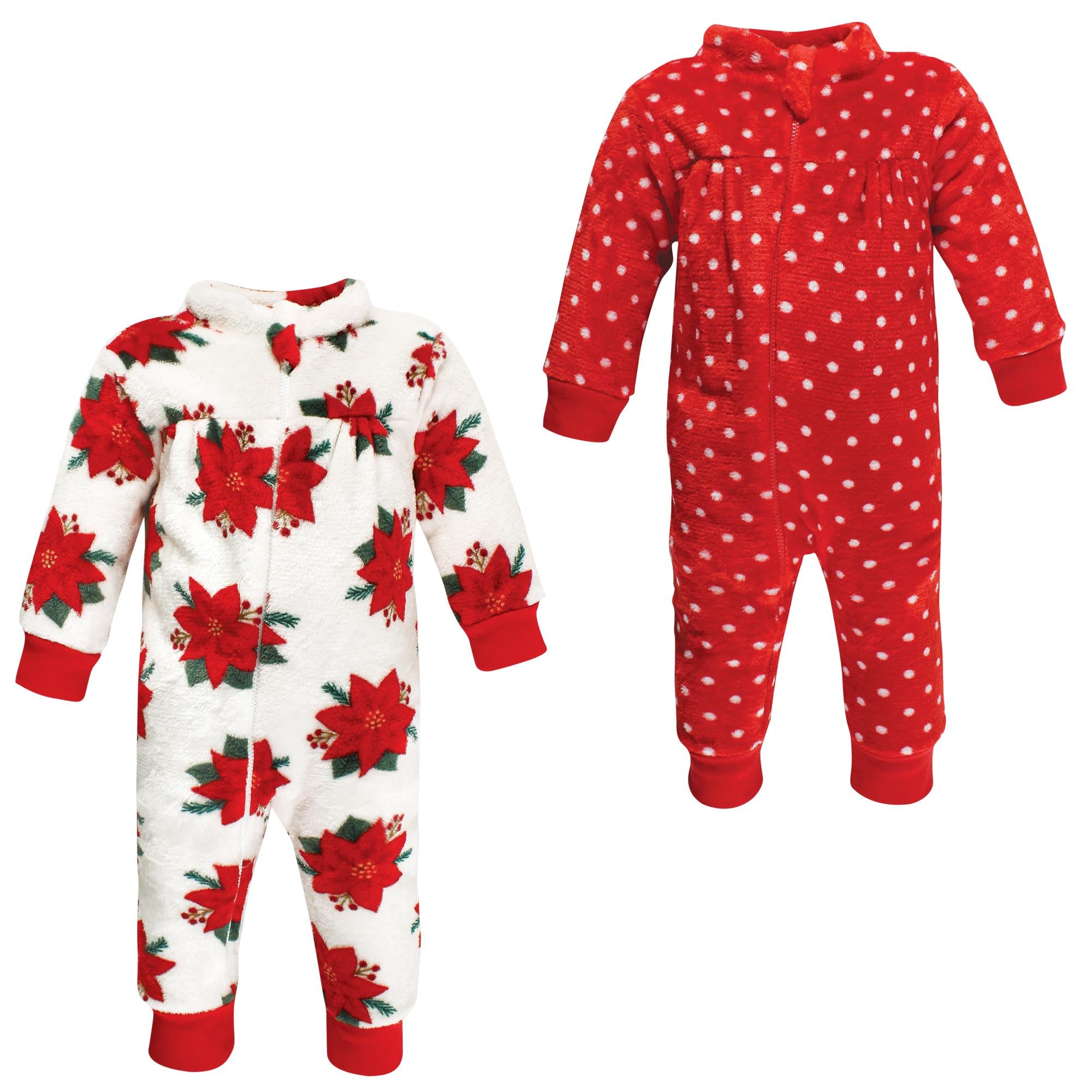 Girls Cozy Soft Plush Jumpsuits, Holiday Crimson