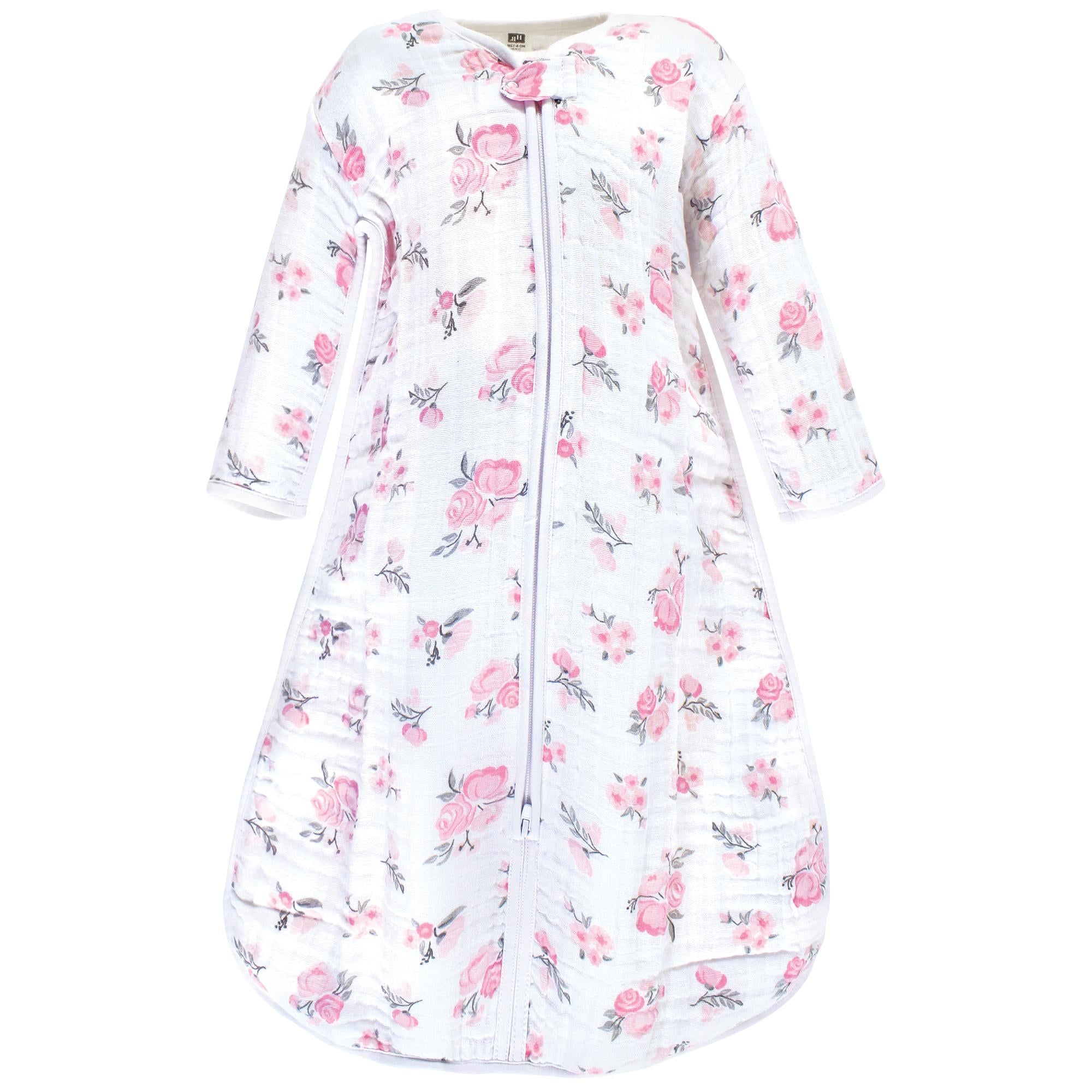 Girls Long Sleeve Muslin Sleeping Bag, Rosy Garden
