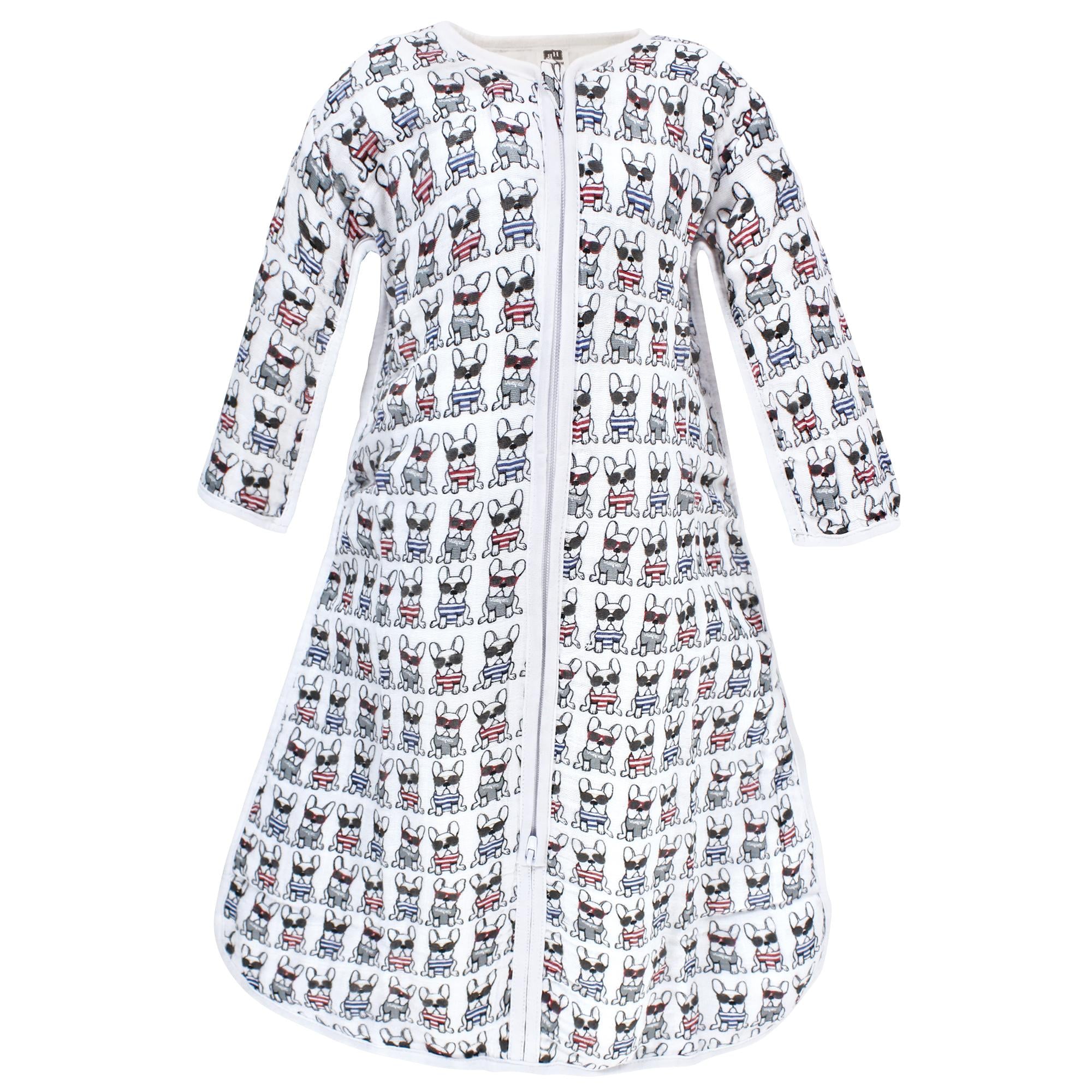 Boys Long Sleeve Muslin Sleeping Bag, Parisian Pup