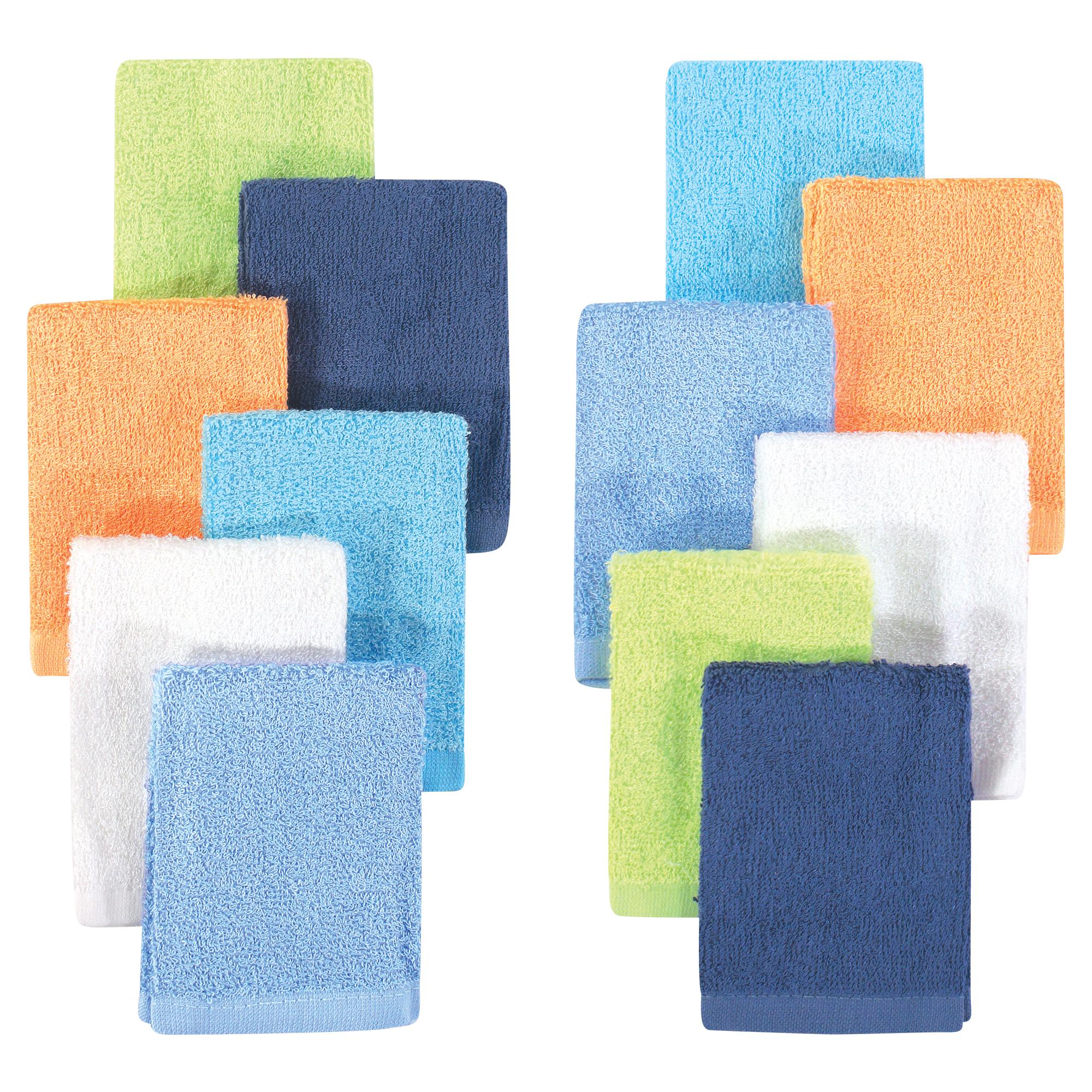 Boys Bamboo Rayon Woven Washcloths, Ocean Tangerine Citron