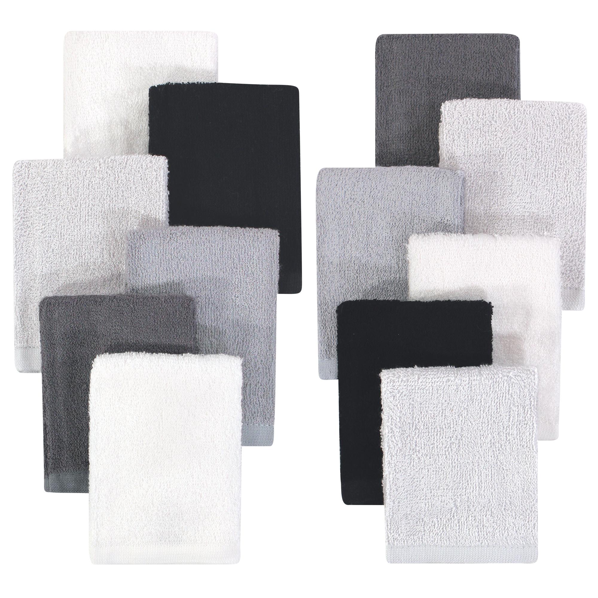 Unisex Bamboo Rayon Woven Washcloths, Onyx and Cloud