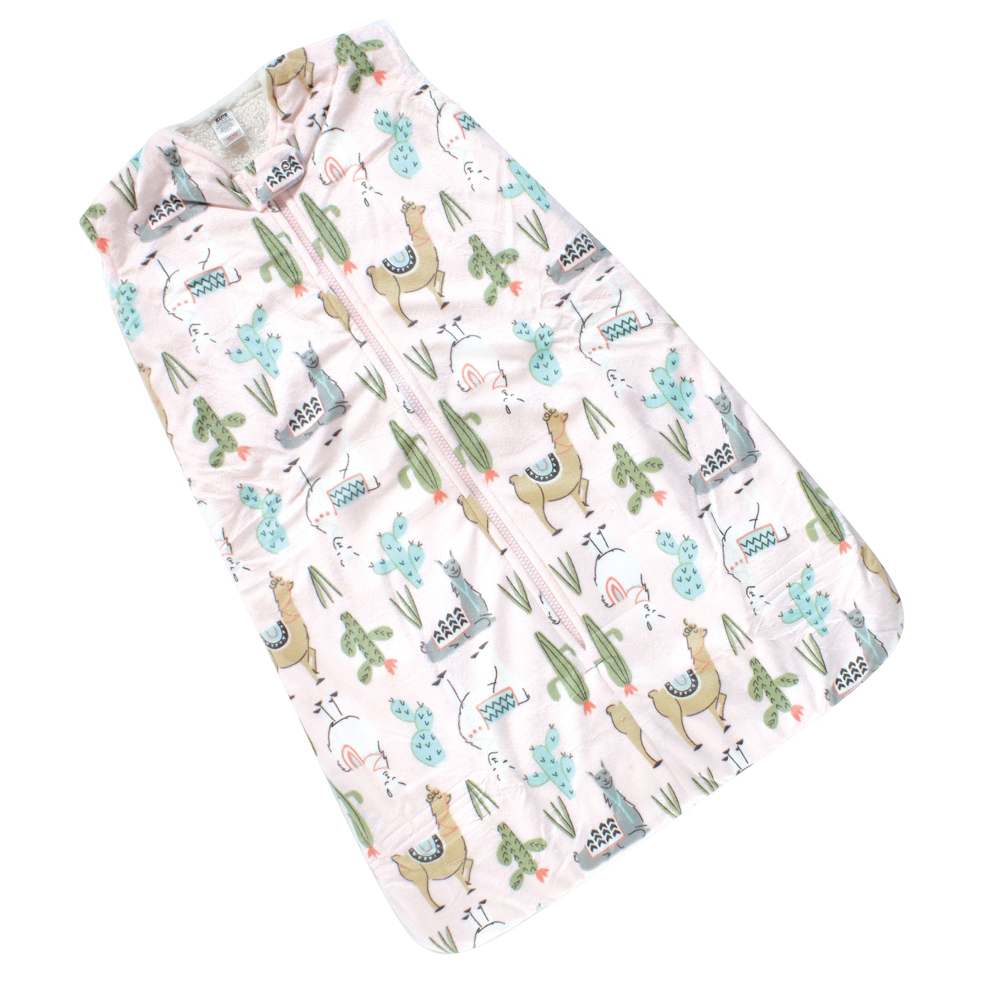 Girls Sherpa-Lined Plush Sleeping Bag, Alpine Llama
