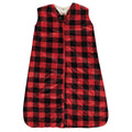 Boys Sherpa-Lined Plush Sleeping Bag, Rustic Red Check